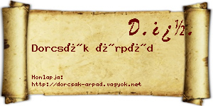 Dorcsák Árpád névjegykártya